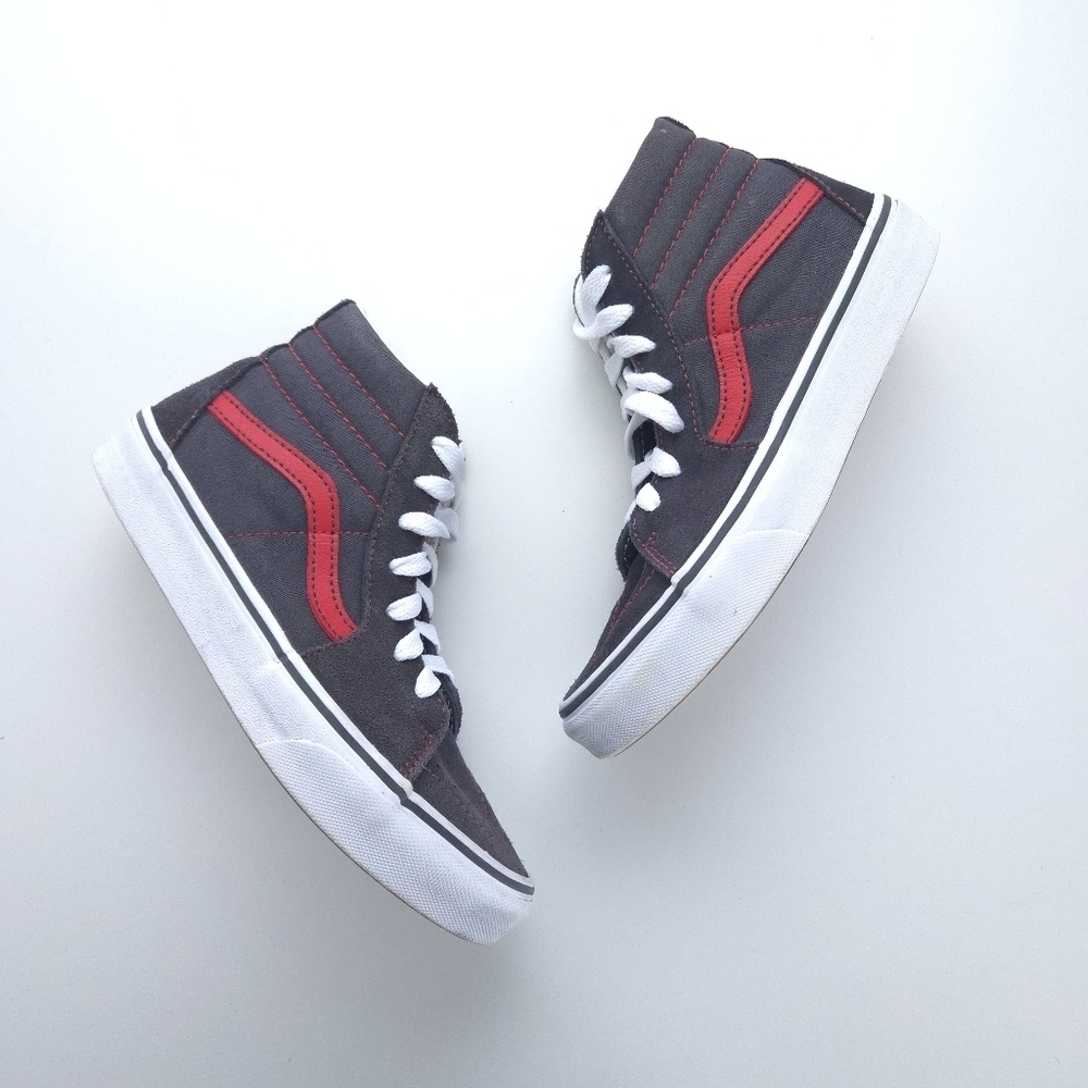 Vans Kids Sk8-Hi Grey Red Sneakers size 3